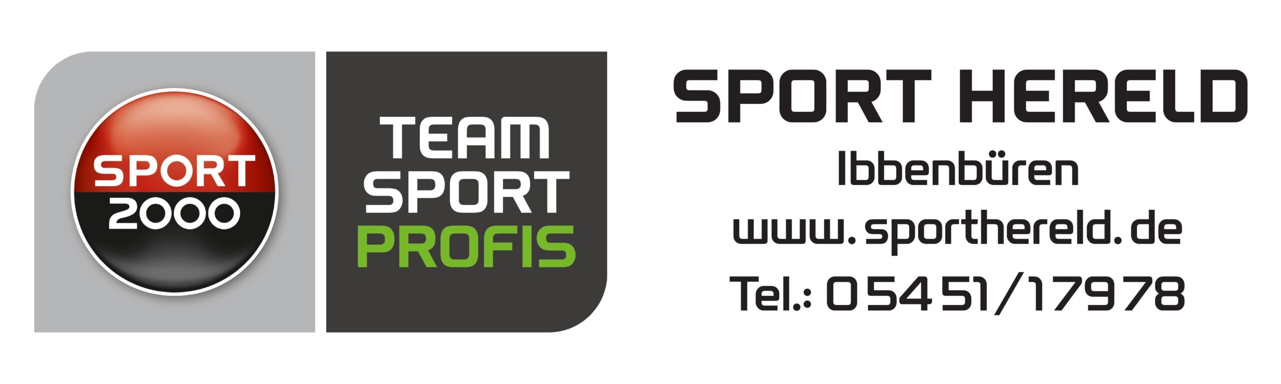 Sport Hereld-Logo mit SPORT 2000- und TEAM SPORT PROFIS-Text, Ibbenbüren, Tel.: 05451/17978, www.sporthereld.de